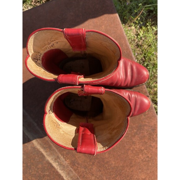 Justin Womens Cowboy Boots 5.5C Red Classic Roper Cowgirl Western Broke In - Picture 9 of 9